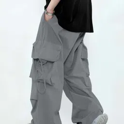 Maniac Mens Solid Sliver Cement Polyester Nylon Fabric Cargo Pant image 3