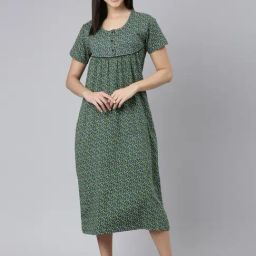 Kryptic Black Printed Pure Cotton Maxi Night Dress-picture-17