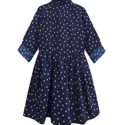 A.T.U.N. Navy & White Printed Full Sleeves Shirt Dress image 2