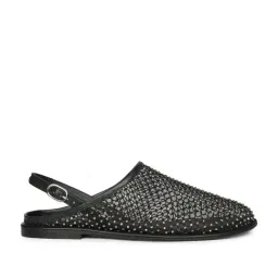 Saint G Black Handcrafted Nappa Leather Flats image 2