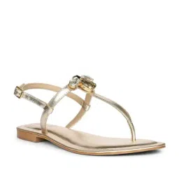 Saint G Multi Color Stone Platin Leather Flat Sandals-picture-44