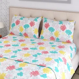Layers Emaline Floral Multicolor 144 TC Cotton Double Bed Sheet with 2 Pillow Covers image 4