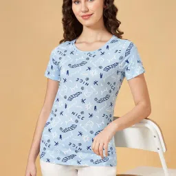 Honey by Pantaloons Blue Cotton Printed T-Shirt image 4