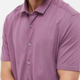 code by lifestyle Code Casual Purple Cotton Slim Fit Shirt image 4
