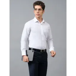 Cantabil White Cotton Regular Fit Solid Formal Shirt image 5