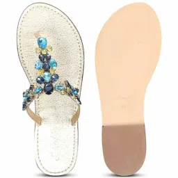 Saint G Multi Stone Gold Metallic Leather Flats image 4