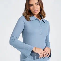 Styli Women Polo Collar Slim Fit T-shirt-image-28