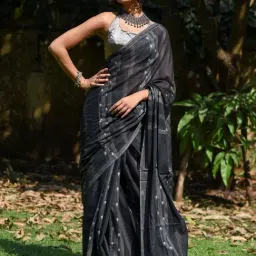Suta Black Cotton Printed Saree Without Blouse-image-15