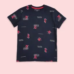 Pantaloons Junior Navy Cotton Printed T-Shirt-picture-33
