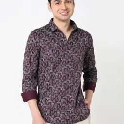R&B Maroon Regular Fit Floral Print Shirt-picture-34