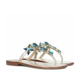 Saint G Multi Stone Gold Metallic Leather Flats image 2