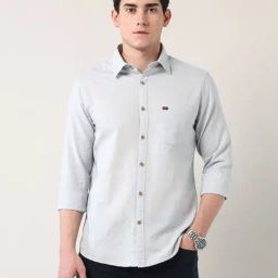 Ad By Arvind Grey Slim Fit Self Pattern Shirt-picture-23