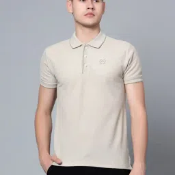 Cantabil Beige Cotton Regular Fit Polo T-Shirt-image-13