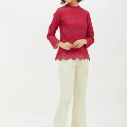 StyleStone Dark Pink Lace A-Line Top image 4