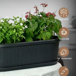 eha Set Of 2 Black & Off-White Textured PlantersPot image 2