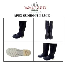 Agarson Apex Series 35.56 cm (14 inch) Height Hard Sole Dual Density PVC Black & Beige Safety Gum Boot Size UK 7 image 5