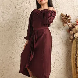 NEUDIS Girls V-Neck Long Sleeves Top With Bow & Skirt image 4