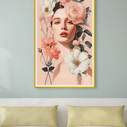 nestroots Pink Floral Serenity Woman in Portrait Canvas Floral and Botanical Wall Art image 1
