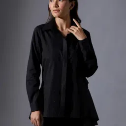 House of Manaa Black Asymmetric Shirt-image-4