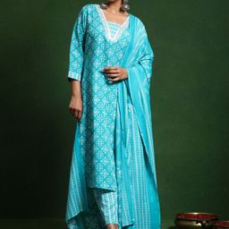 Varanga Women Printed Regular Kurta with Trousers & With Dupatta-picture-5