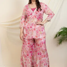 DEEBACO Floral Printed Top With Tunic & Palazzo Co-Ords-image-23