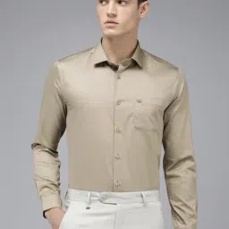 The Bear House Light Brown Slim Fit Cotton Shirt-image-78