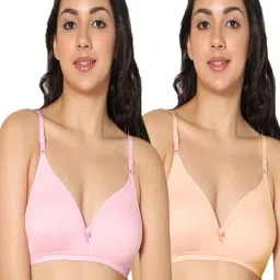 IN CARE Pink & Peach Cotton T-Shirt Bras - Pack Of 2-image-49