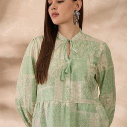 all about you Floral Print Mandarin Collar Crepe Top-picture-24