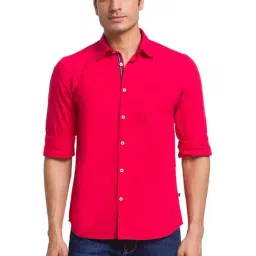 Parx Red Cotton Slim Fit Shirt-image-31