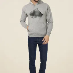 Weardo Grey Printed Hoodie image 1