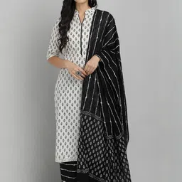 SHRIZA Ethnic Motifs Printed Kurta With Palazzos & Dupatta-picture-17