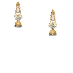 OOMPH Artificial Stones Studded Oval Shaped Drop Earrings image 5