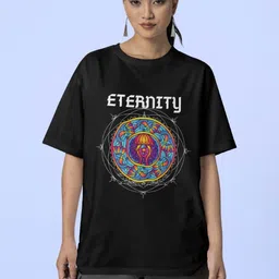 Reifica Women Graphic Printed Round Neck Cotton Oversized T-shirt-image-9