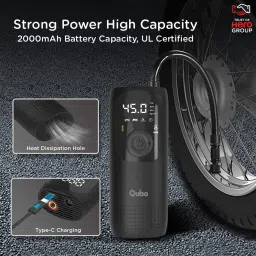 Qubo Smart 150 psi Tyre Inflator for Cars & Bikes (Pre-set Pressure, HIA01BL001, Black) image 2