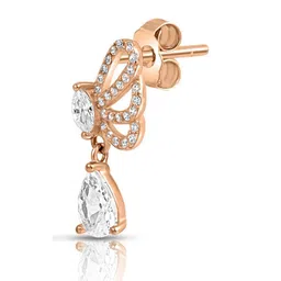 Zavya 925 Pure Sterling Silver Rose Gold-Plated Cubic Zirconia Drop Earrings image 3