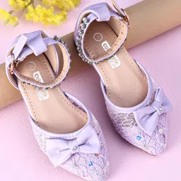 Cute Walk by Babyhug Sandals Bow & Beads Applique - Purple-picture-15