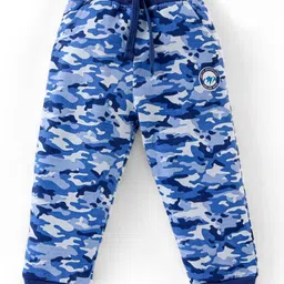 Babyhug Cotton Full Length Ribbed Waist Track Pant Camouflage Pattern - Blue-picture-28