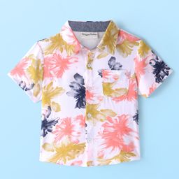CrayonFlakes Rayon Half Sleeves Floral Printed Shirt - Offwhite-picture-26