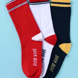 Pine Kids Cotton Knit Ankle Length Color Block Socks Pack Of 3 (Color May Vary)-picture-38