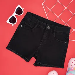 Pantaloons Junior Cotton Solid Shorts - Black-picture-11