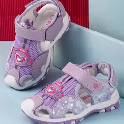 Cute Walk by Babyhug Sandals with Velcro Closure & Heart Applique - Purple-picture-27
