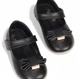 Lil Lollipop Bow Applique Detailed With Velcro Closure Mary Jane Ballerinas - Black-picture-14