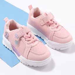 Cute Walk by Babyhug Velcro Closure Sneakers With Dino Print - Pink-picture-41