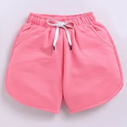 Kidcity Cotton Loopknit Solid Shorts - Light Pink-image-13