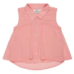 Young Birds Woven Sleeveless Frock Style Top - Peach-image-1