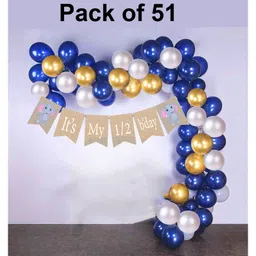 Funcart Half Birthday Elephant Balloon And Banner Decoration Multicolor - Pack Of 51 image 2