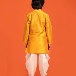 AJ Dezines Full  Sleeves Solid Kurta & Dhoti Set - Yellow image 3