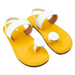 The Madras Trunk Colour Blocked Slip On Sandals - Yellow & White image 3