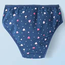 Honeyhap Premium Knit Panties With Floral & Heart Print Pack of 5 - Fandango Pink Navy Peony White & High Risk Red image 3