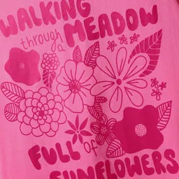 kookie kids india Kookie Kids Single Jersey Knit Half Sleeves T-Shirt Floral Print - Pink image 3